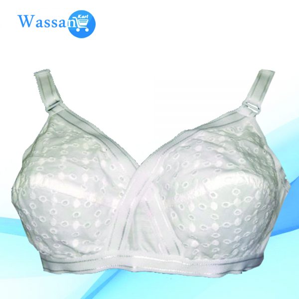 Chicken Embroidery Cotton Bra Pack Of 2 pieces (Color White) - Wassan Kart