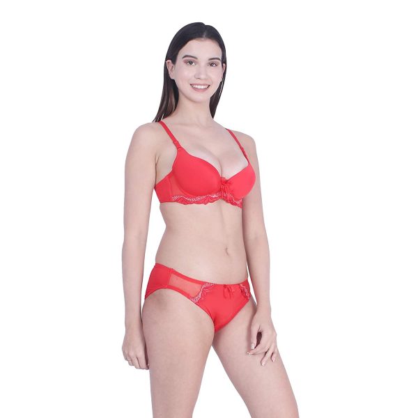 Buy Brachy Soft Elegant Padded Bra Panty Set Sexy Lingeries for Honeymoon  Bridal Lingerie Lace Push up Bra Panty Sexy Lingerie Swimwear  Bikin(Red;32B) at