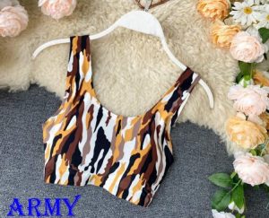 Printed Bralatte Padded Sports Bra 8736 Army Tiger Print - Wassan